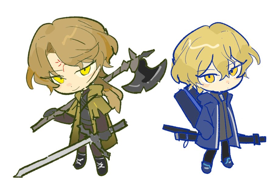 1boy, a_certain_sinclair_(project_moon), alternate_costume, bari_(project_moon), bari_(project_moon)_(cosplay), blonde_hair, blue_jacket, chibi