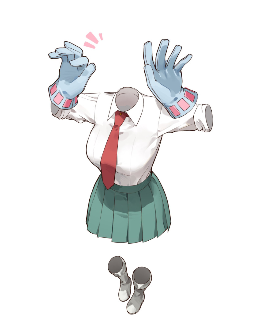 1girl, ahha3_good, blue_gloves, boku_no_hero_academia, boots, breasts, clothes_focus, commentary