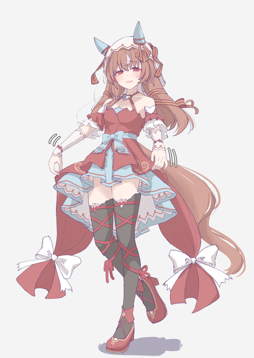 1girl, absurdres, blush, breasts, brown_hair, commentary_request, detached_sleeves, full_body