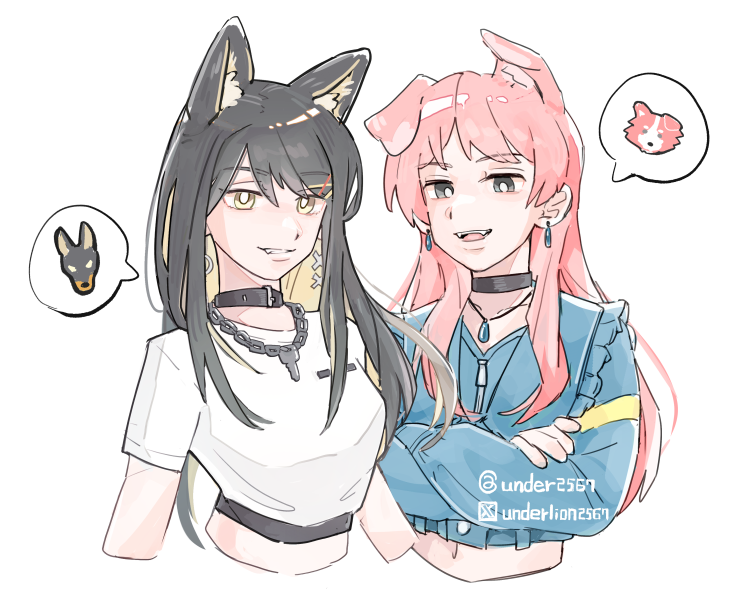 2girls, animal_ears, bang_dream!, bang_dream!_it's_mygo!!!!!, bang_dream!_our_notes, black_choker, black_hair, blonde_hair
