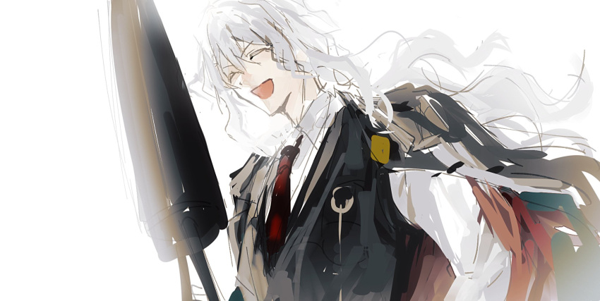 1boy, :d, ^_^, alternate_costume, black_coat, black_vest, closed_eyes, coat