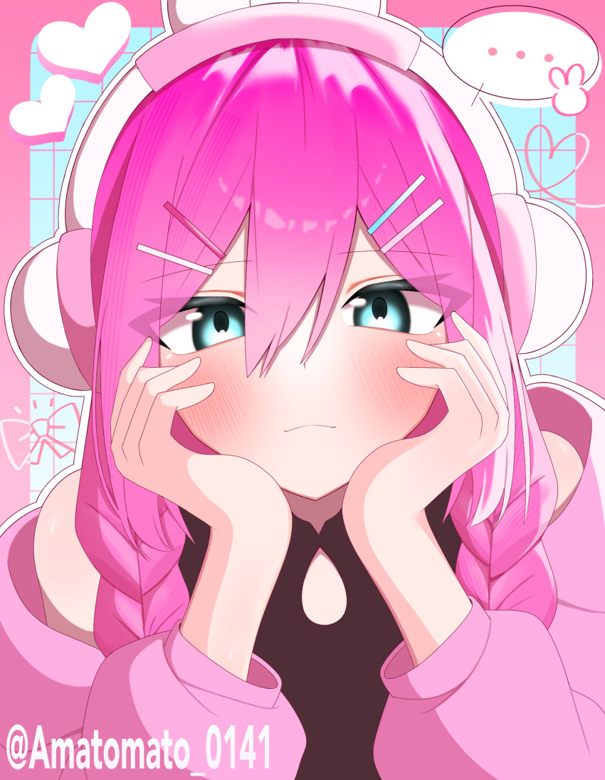 ..., 1girl, amatomato_0141, animal_ear_headphones, animal_ears, aubrey_(birthday)_(omori), aubrey_(faraway)_(omori), aubrey_(omori)