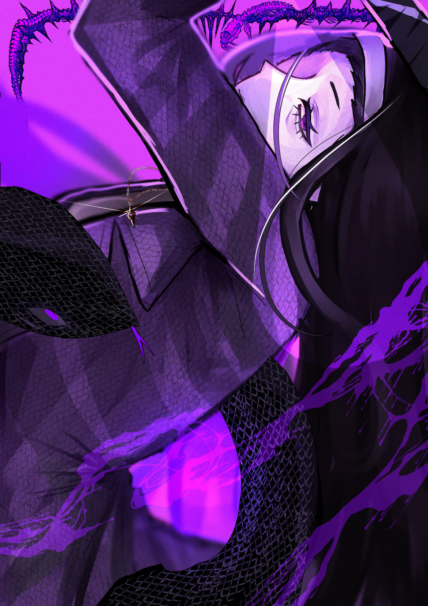 1girl, absurdres, black_hood, character_request, check_character, commentary, eyelashes, highres