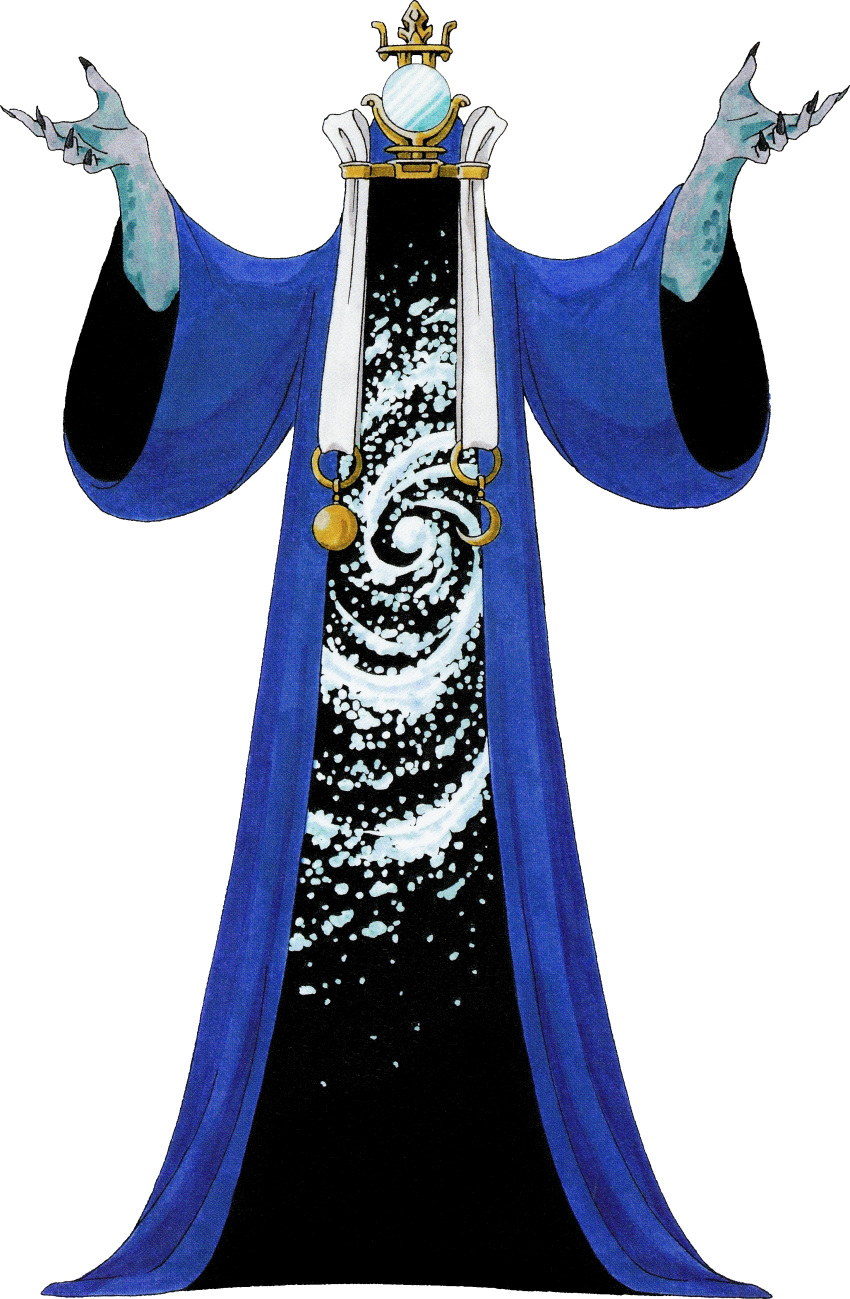 1boy, absurdres, black_claws, colored_skin, commentary, covered_face, crescent, demon_(megami_tensei)