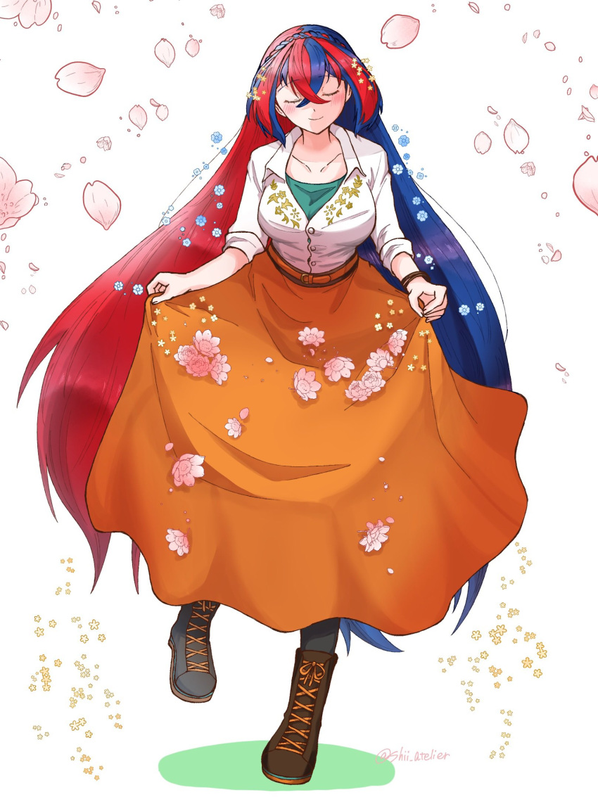 1girl, alternate_costume, blue_hair, crossed_bangs, dress, female_alear_(fire_emblem), fire_emblem, fire_emblem_engage