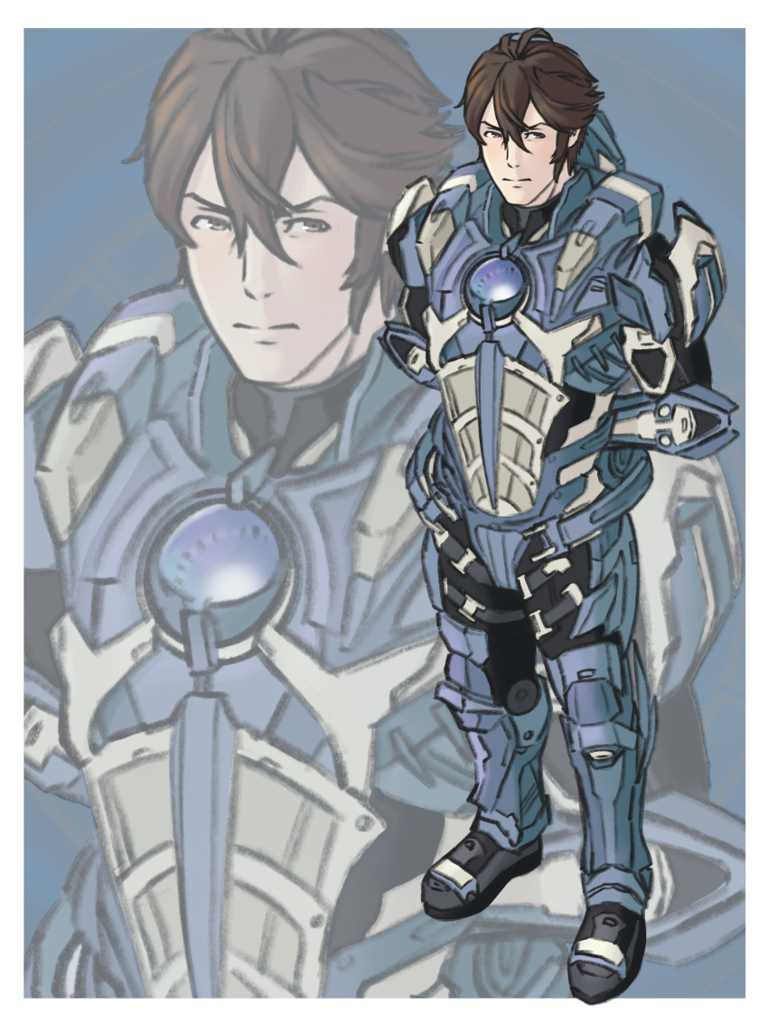 1boy, armor, blue_armor, brown_eyes, brown_hair, closed_mouth, fire_emblem, fire_emblem_awakening