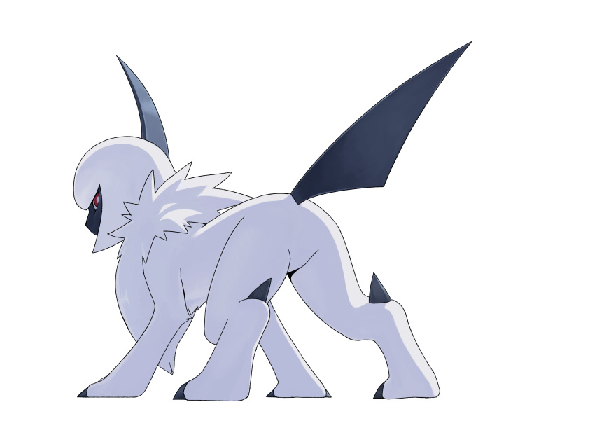 absol, absurdres, bright_pupils, commentary_request, from_behind, full_body, highres, katahane3