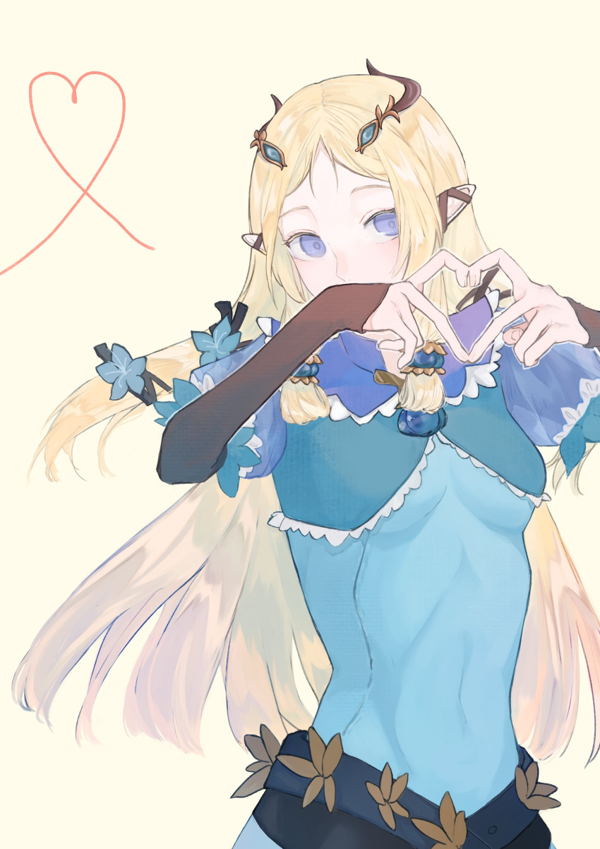 1girl, absurdres, blonde_hair, blue_eyes, commentary, elf, flower, hair_flower