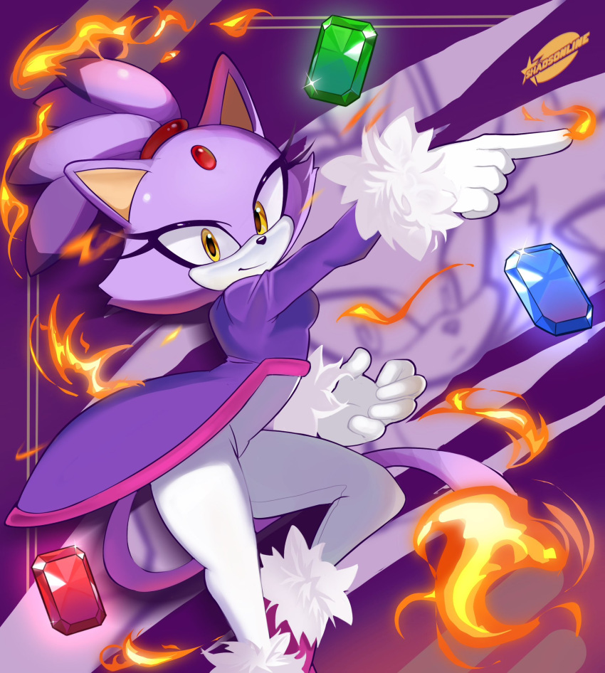 1girl, animal_ears, artist_name, blaze_the_cat, cat_ears, cat_girl, cat_tail, commentary