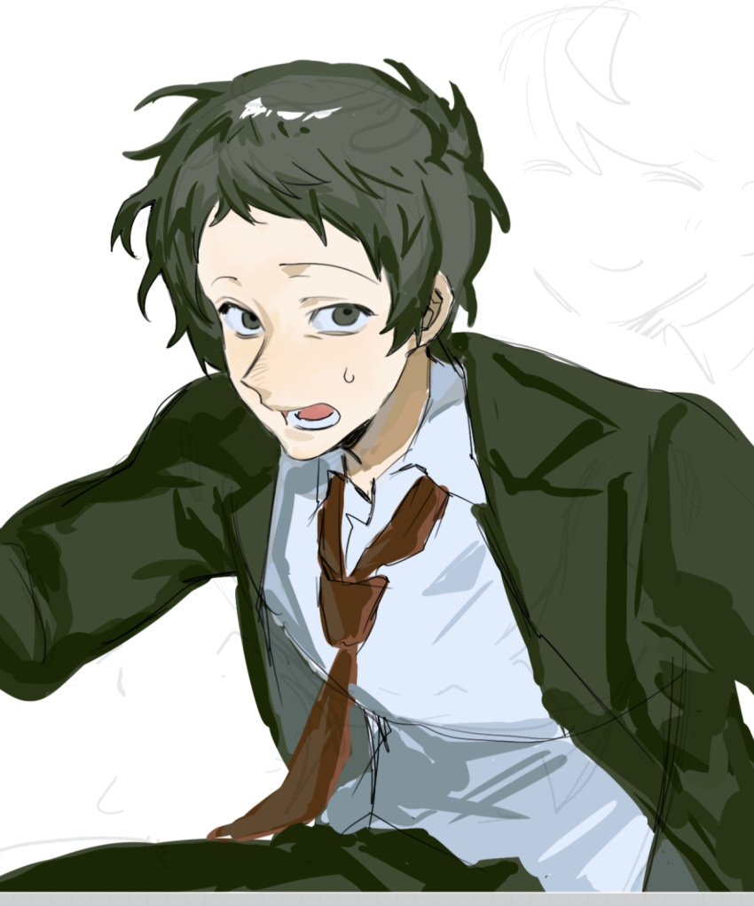 1boy, adachi_tooru, black_eyes, black_jacket, chengmingraven, collared_shirt, commentary_request, highres