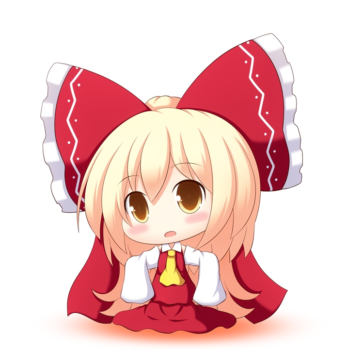 alternate_costume, ascot, beni_shake, blush, bow, chibi, cosplay, crimson_shake