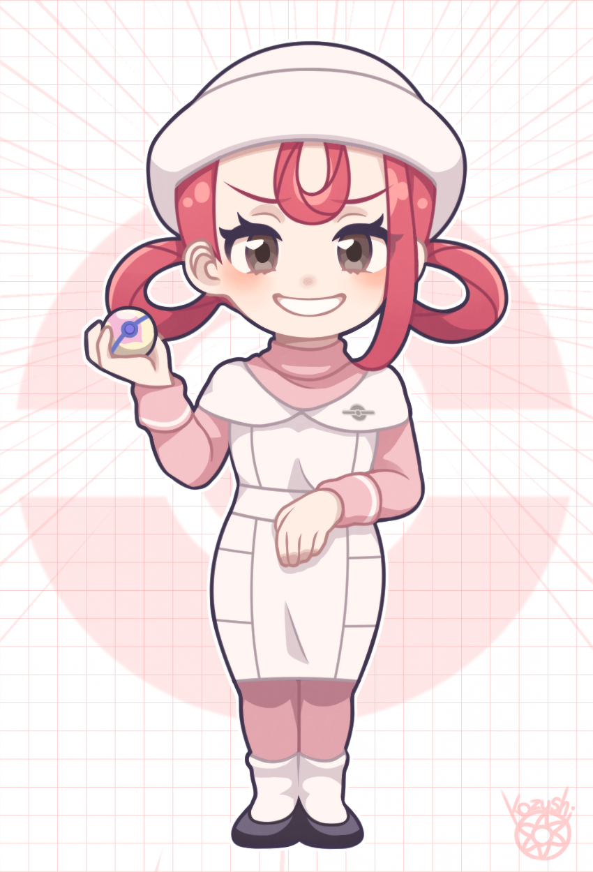 1girl, blush, breasts, brown_eyes, chibi, chibi_only, commentary_request, dress