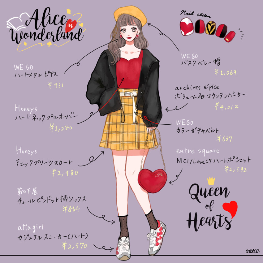 1girl, alice_in_wonderland_(disney), alternate_costume, commentary_request, contemporary, dress, earrings, fashion