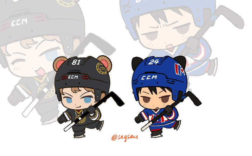 2boys, animal_ears, bear_ears, blonde_hair, brown_eyes, cat_ears, chibi, chibi_only