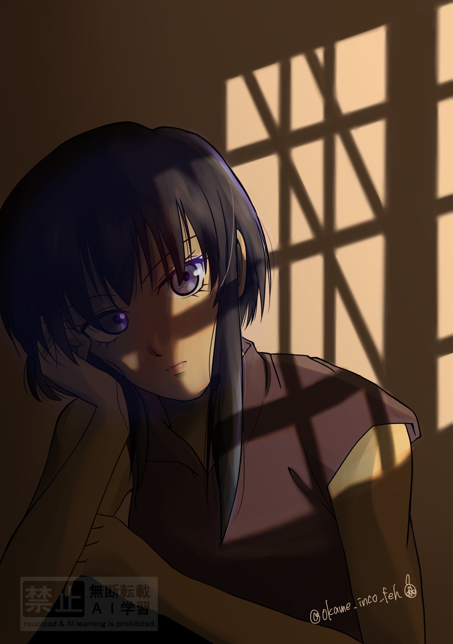 1girl, artist_name, black_hair, commentary_request, fire_emblem, fire_emblem:_genealogy_of_the_holy_war, head_on_hand, highres