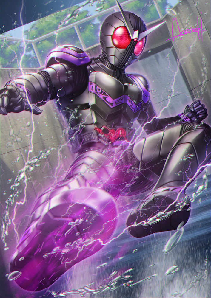 1boy, amasaki_yusuke, antennae, armor, black_armor, black_bodysuit, bodysuit, commentary_request