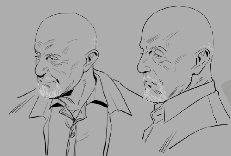 1boy, bald, beard, better_call_saul, breaking_bad, facial_hair, goatee, greyscale