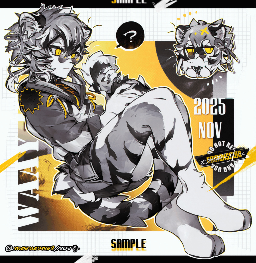 1girl, ?, arknights, chibi, chibi_inset, commentary_request, commission, dated