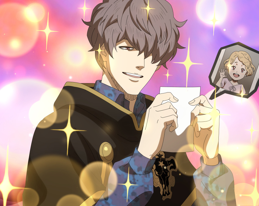 1boy, 1girl, absurdres, black_bulls_(emblem), black_capelet, black_clover, black_clover_m:_rise_of_the_wizard_king, brother_and_sister