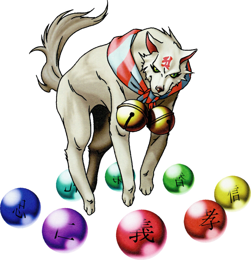 absurdres, animal_focus, bandana, bandana_around_neck, bell, closed_mouth, demon_(megami_tensei), devil_summoner_(game)