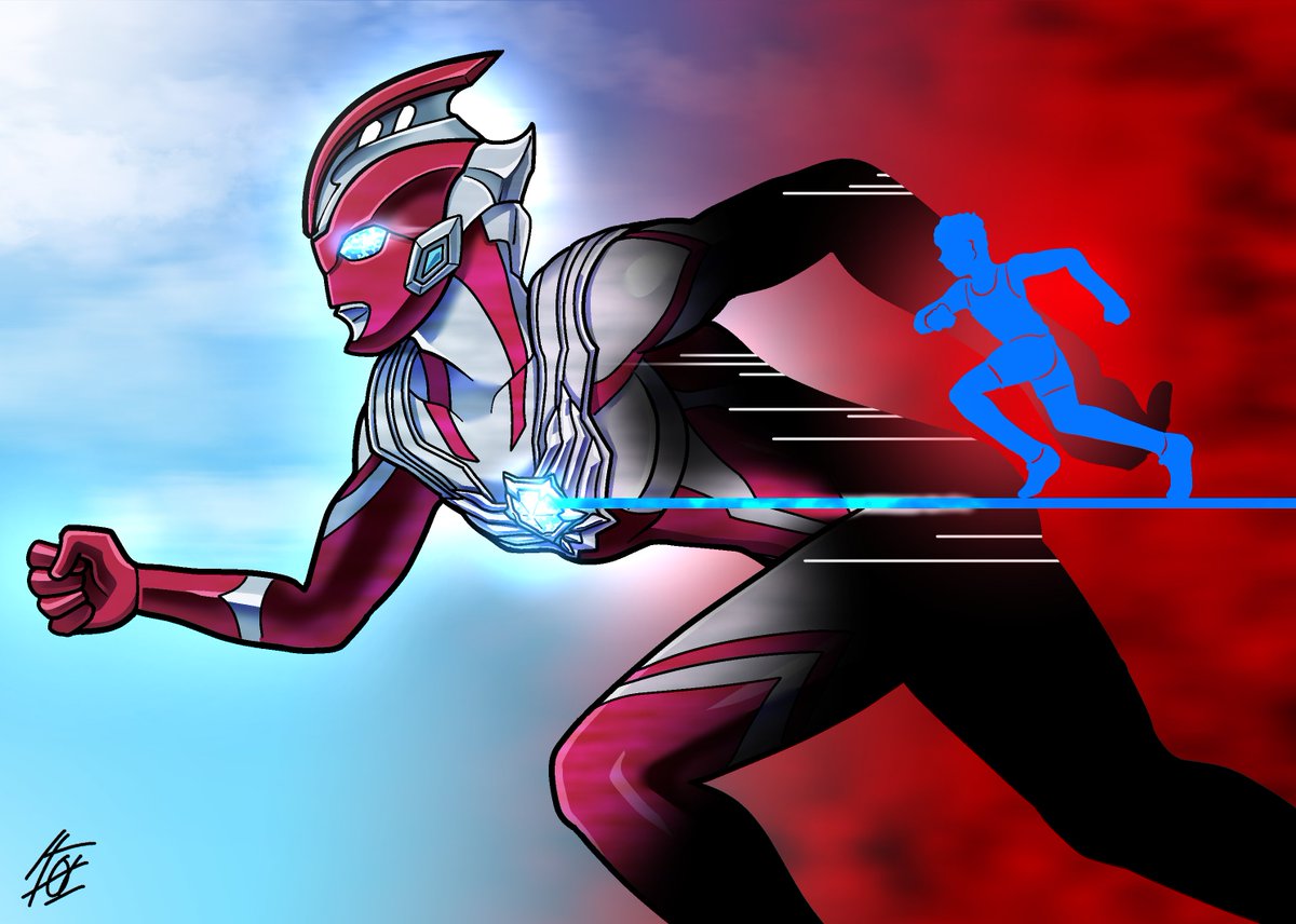 alien, armor, blue_eyes, color_timer, colored_skin, commentary, compound_eyes, english_commentary