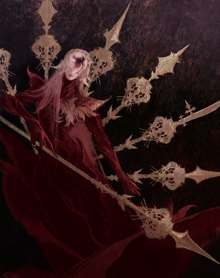 1girl, alternate_form, black_background, body_horror, commentary_request, cruentum_noctis, elden_ring, elden_ring_nightreign