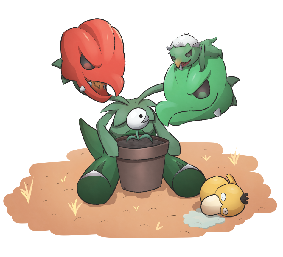 capsakid, chiriwi, closed_mouth, commentary_request, company_connection, crossover, evolutionary_line, fangs