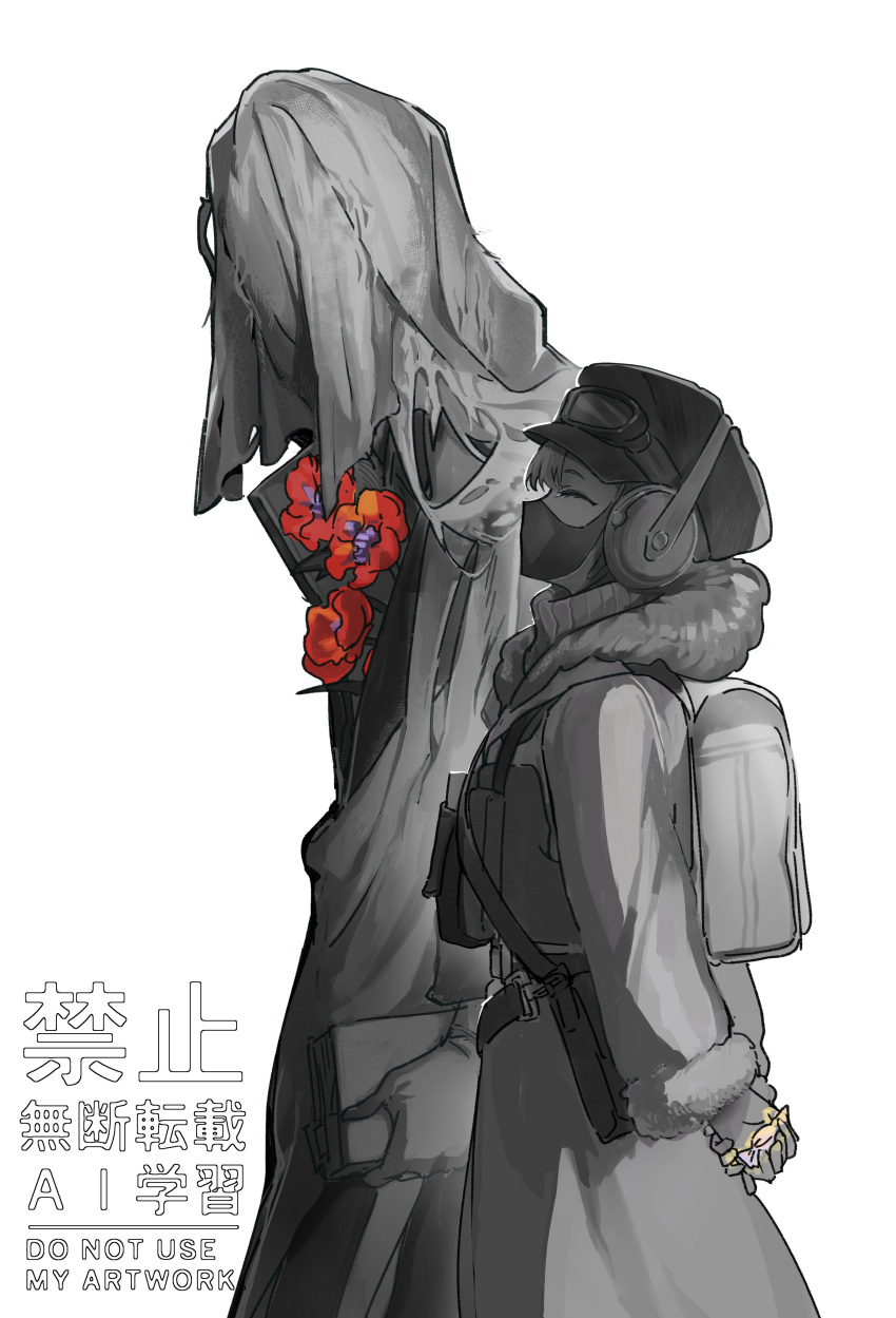 1boy, 1girl, ^_^, absurdres, arms_behind_back, azumame_tetora, backpack, bag