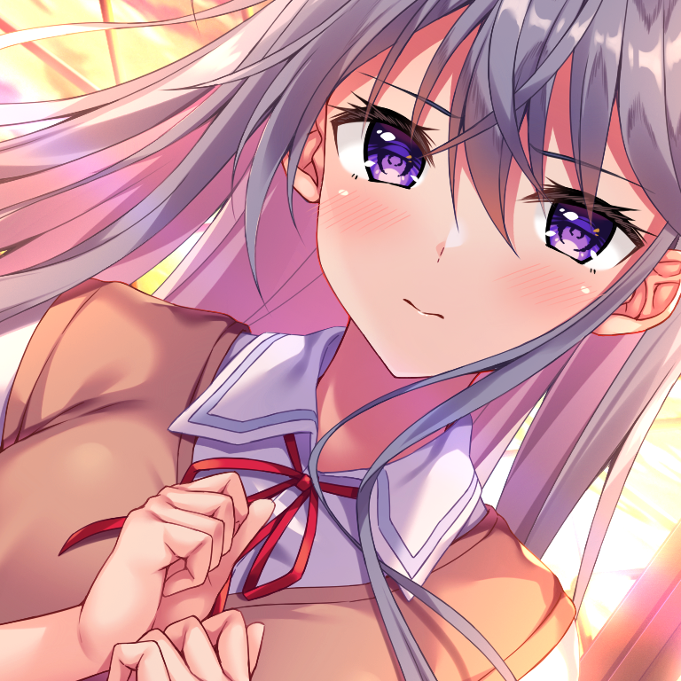 1girl, asuka-san_wa_nabikanai, blush, brown_sweater_vest, closed_mouth, collared_shirt, commentary_request, cropped