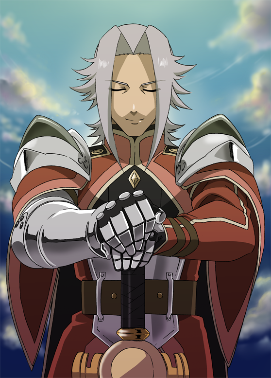 alexei_(tales_of_vesperia), alexei_dinoia, armor, closed_eyes, cloud, clouds, eyes_closed, kiriku_(nakuro)