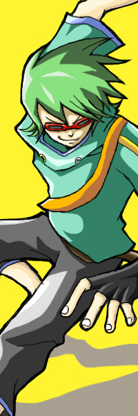 gloves, green_hair, jet_set_radio, jet_set_radio_future, solo, sunglasses, yoyo_(jsr)