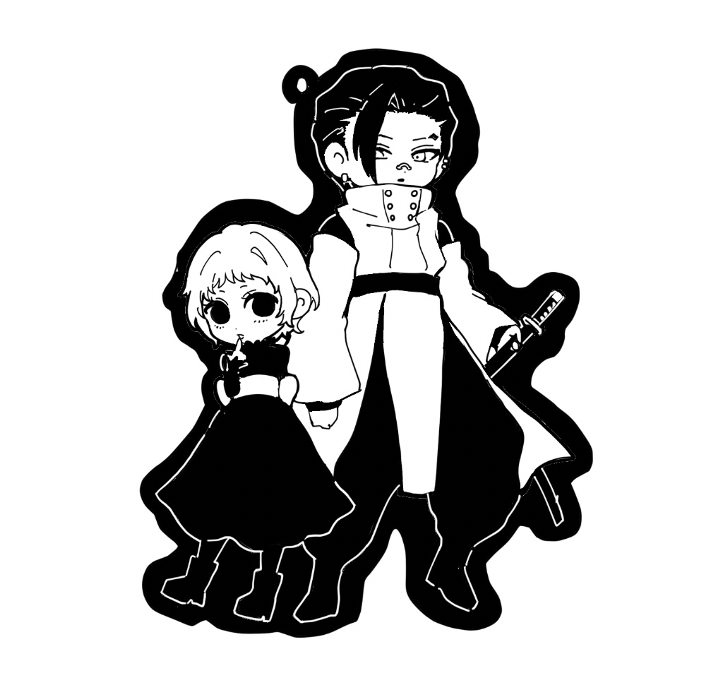 1boy, 1girl, 21g_yaseru, black_eyes, black_hair, blonde_hair, boots, chibi