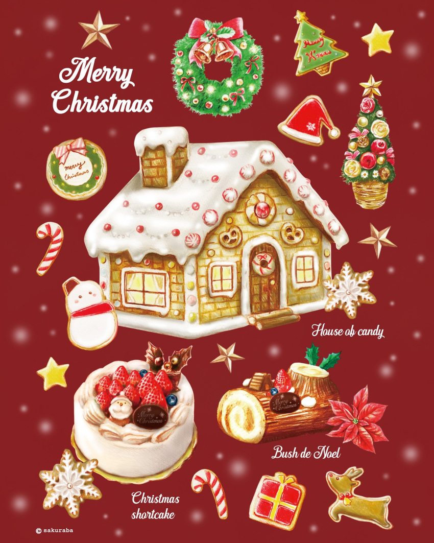 cake, candy, candy_cane, christmas_wreath, commentary, cookie, food, food_focus