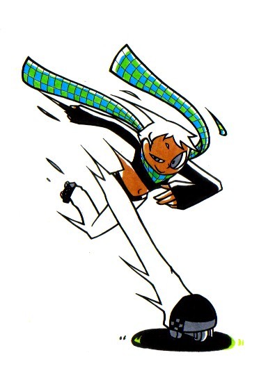 jazz_(jsr), jet_set_radio, pants, roller_skates, scarf, short_hair, skates, white_hair