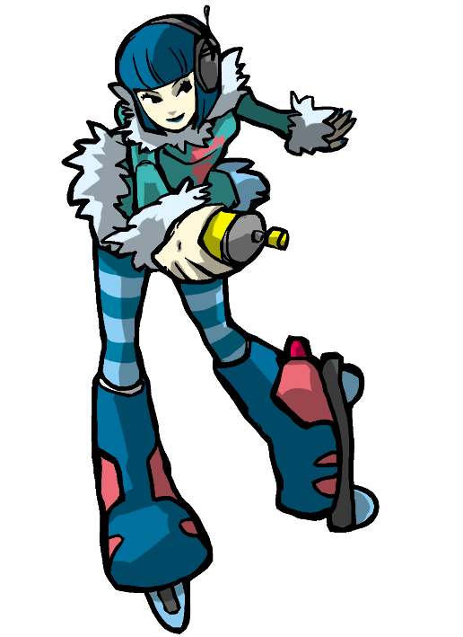 headphones, inline_skates, jet_set_radio, lipstick, makeup, mew_(jsr), pantyhose, roller_skates