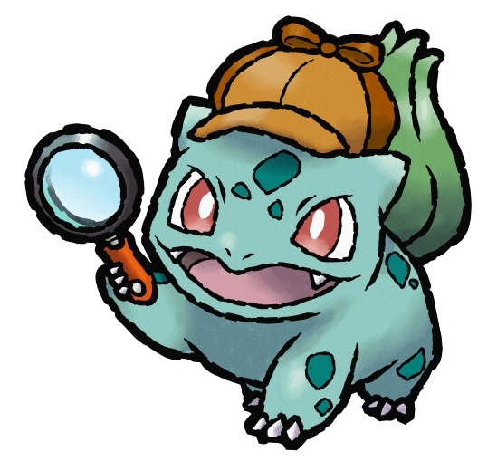 animal_focus, bright_pupils, brown_hat, bud, bulbasaur, clothed_pokemon, commentary, commission