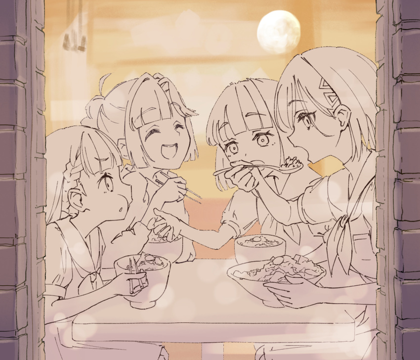 4girls, :d, ^_^, ahoge, anyoji_hime, blunt_bangs, blunt_ends, bob_cut