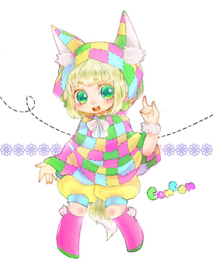 blush, bone-beans, green_eyes, hoodie, jubeat, personification, solo