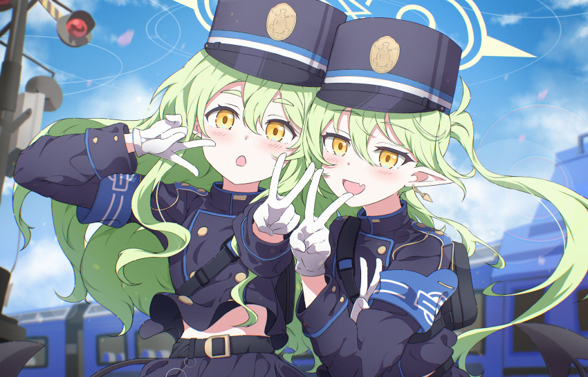 2girls, absurdres, blue_archive, green_hair, halo, highres, hikari_(blue_archive), long_hair
