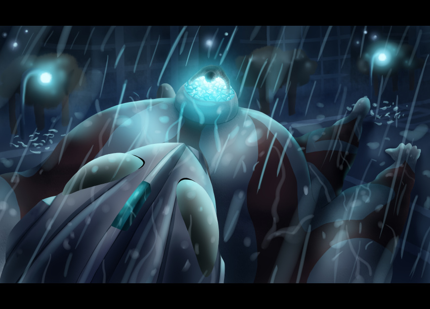 2boys, absurdres, alien, color_timer, colored_skin, forehead_jewel, giant, highres