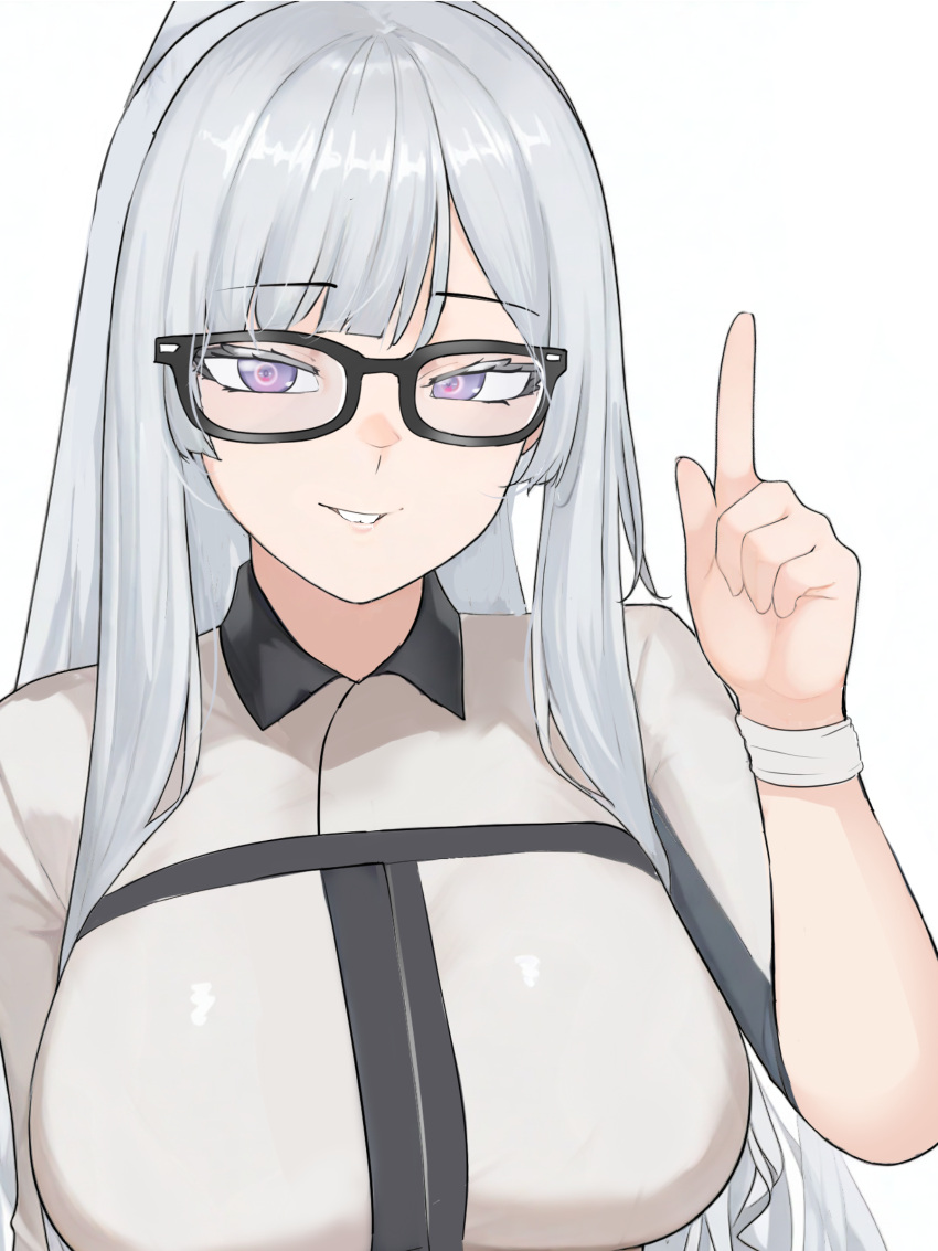 1girl, absurdres, ackchyually_(meme), ak-12_(girls'_frontline), bespectacled, breasts, commentary, gd146
