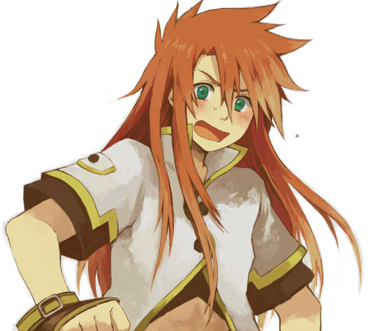 fingerless_gloves, gloves, green_eyes, long_hair, luke_fon_fabre, male, red_hair, redhead