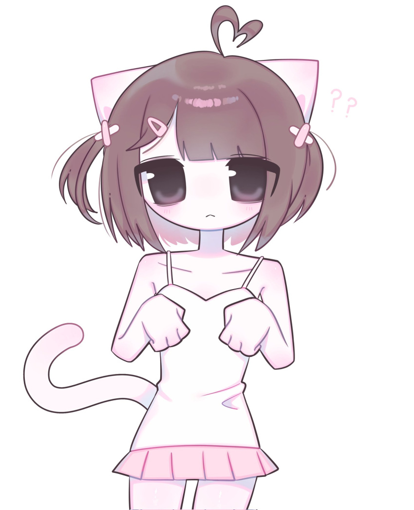 1018sus, 1girl, :<, ?, ??, ahoge, animal_ears, bandaid