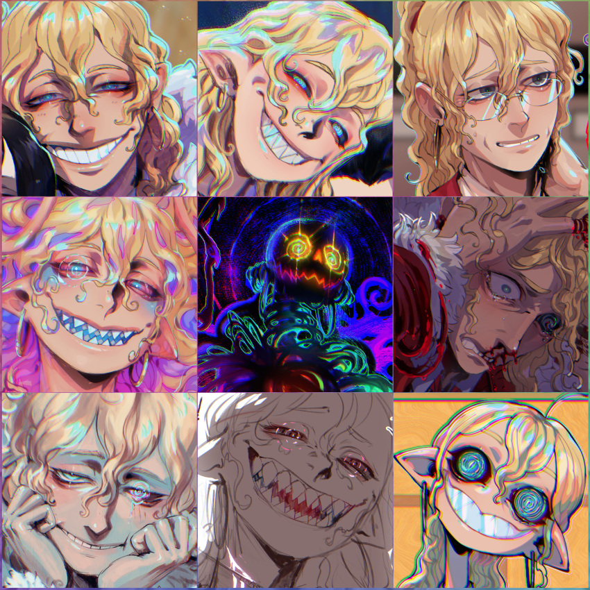 1boy, absurdres, blackberreh-art, blonde_hair, blue_eyes, clenched_teeth, commentary, crow's_feet