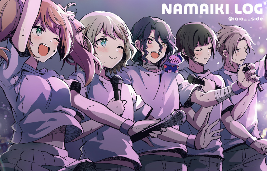 5boys, :d, aqua_eyes, asselin_bb_ii, black_hair, brown_eyes, brown_hair, cafe_parade_(idolmaster)