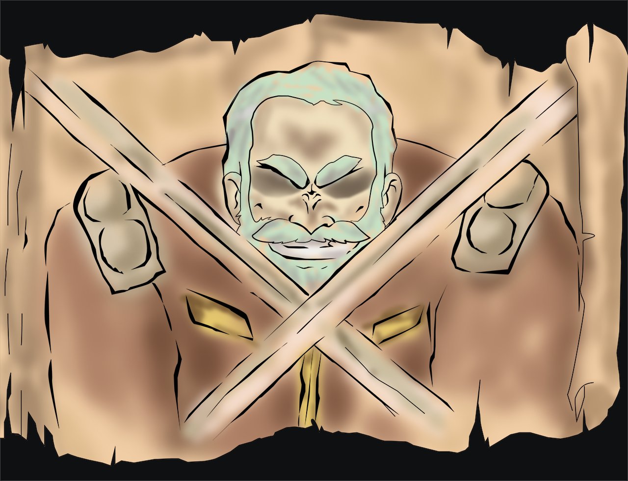 1boy, beard, commentary_request, earth_federation, earth_federation_space_forces, facial_hair, general_revil, grey_hair