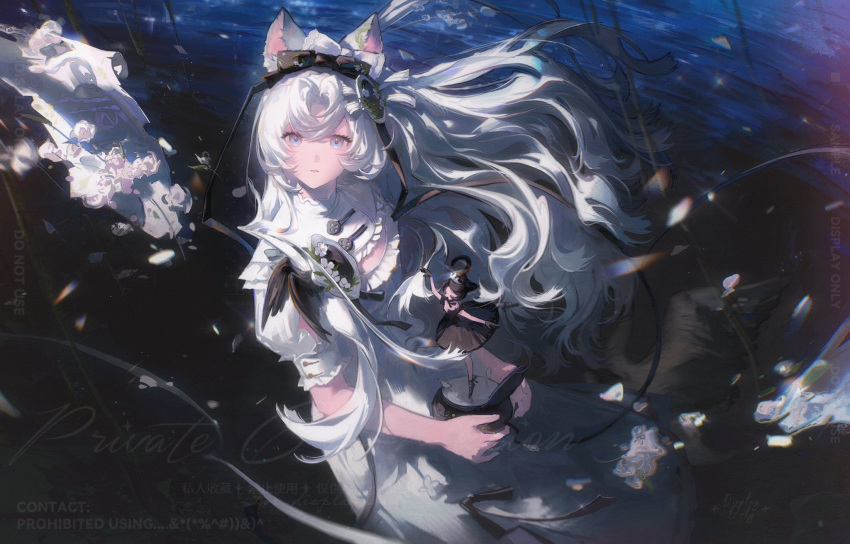 1girl, animal_ear_fluff, animal_ears, bow, breasts, character_request, copyright_request, dancing