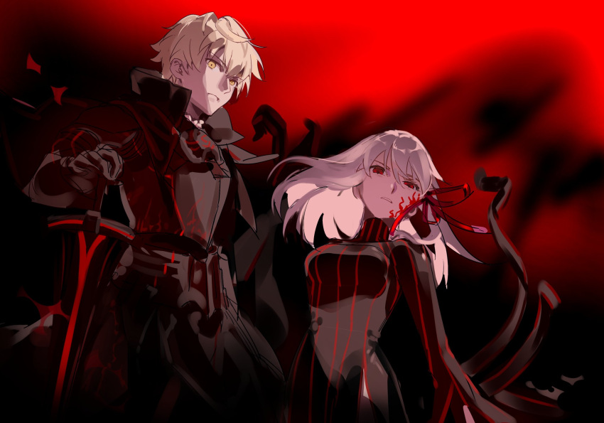 1girl, armor, arthur_pendragon_(fate), arthur_pendragon_alter_(fate), blonde_hair, breasts, commentary_request, corruption