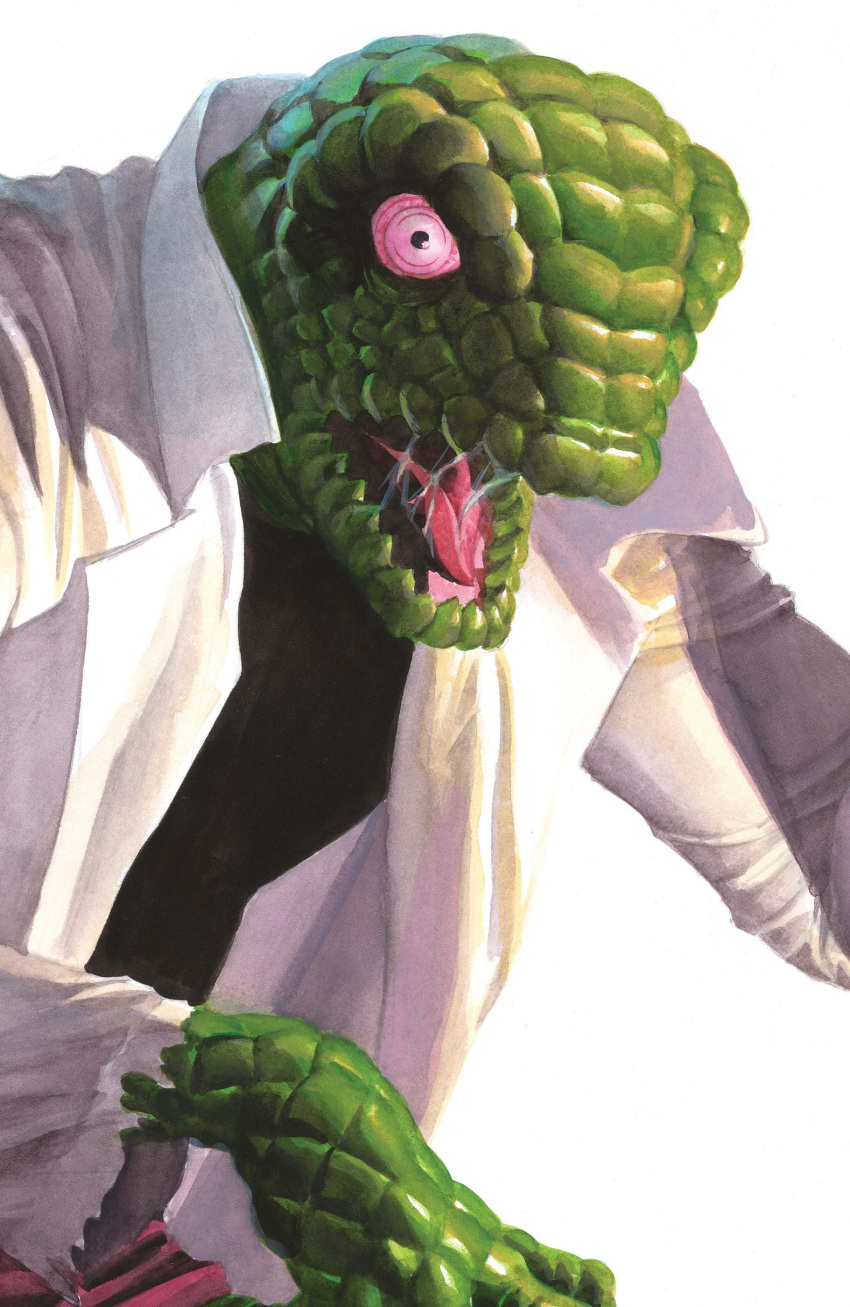 1boy, absurdres, alex_ross, black_shirt, colored_skin, comic_cover, cover, cover_page