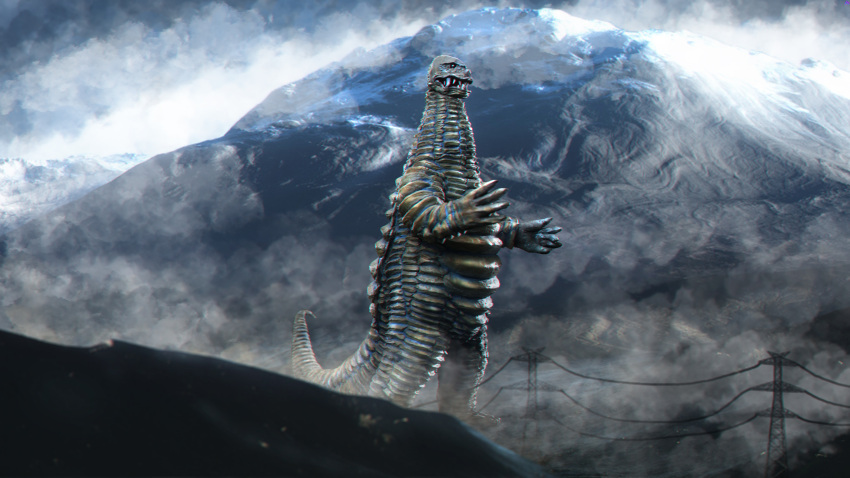 1boy, absurdres, adversarial_noise, blurry, blurry_foreground, chromatic_aberration, claws, clouds